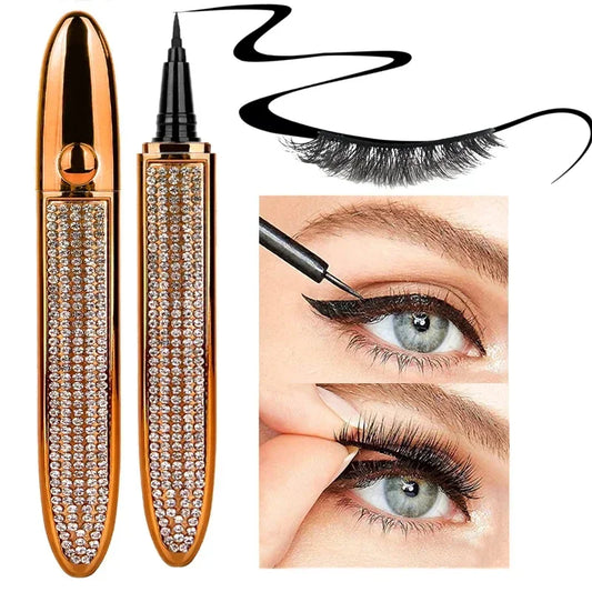 1PC  2 In 1 Quick Drying Self Adhesive Lashes Eyeliner Pen Long Lasting No Glue Non Blooming Eyelashes Sticking Eyeliner Pencil