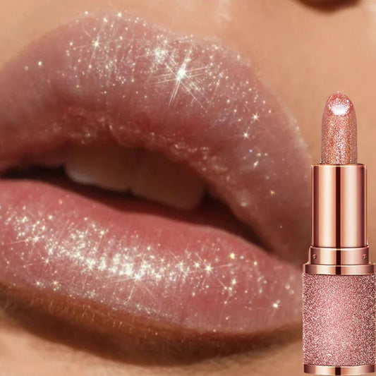Diamond Glitter Lipstick: Long Lasting, Moisturizing, Waterproof, with Shiny Pearlescent Matte Shades