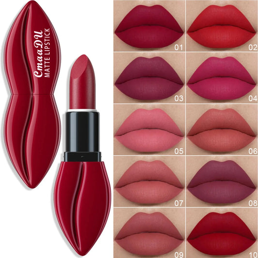 10 Colors Waterproof Big Mouth Nude Matte Lipsticks Long Lasting Lip Stick Not Fading Sexy Red Velvet Lipstick Makeup Cosmetic