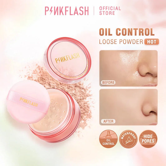 PINKFLASH Matte Loose Powder: Waterproof, Oil-Control for Full Coverage Makeup
