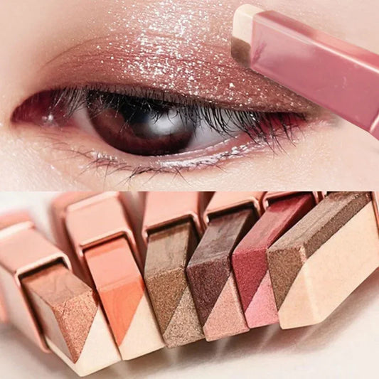 Bicolor Glitter Eyeshadow Stick: Waterproof Shimmer Makeup