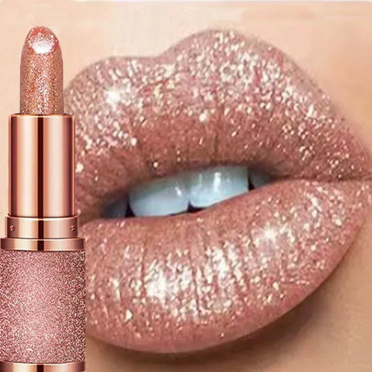 Diamant-Glitzer-Lippenstift, Temperaturwechsel-Farbe, langanhaltend, wasserdicht, Nude-Make-up, feuchtigkeitsspendende Lippenstifte, glänzendes Lippen-Make-up