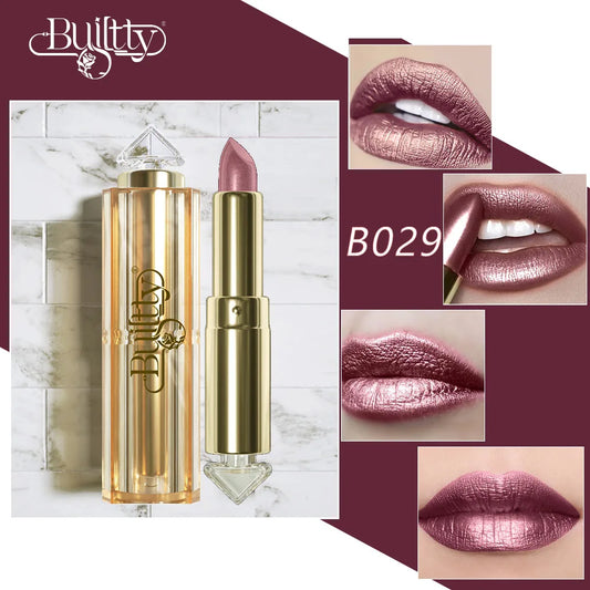 BUILTTY Korean Glitter Pearl Dropshiping Lipstick Matte Nude Color Long Lasting Waterproof Wholesale Price Red Pink Purple