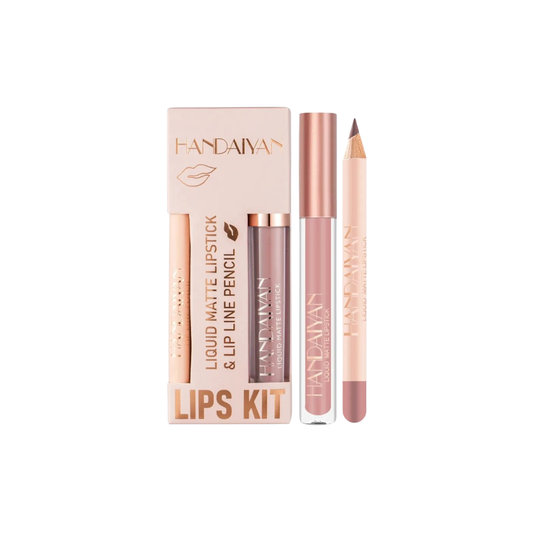 Neues Set mit mattem flüssigen Lippenstift und Lipliner